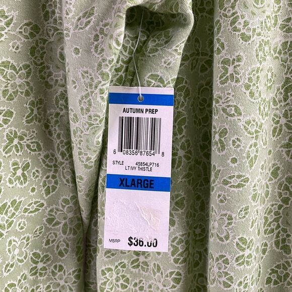 CHARTER CLUB XL Light Ivy Thistle Green Floral Robe Sleep Shirt Cottage Core NWT - Picture 7 of 7